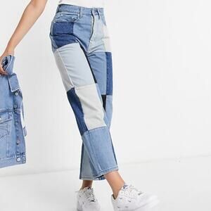 Signature 8 high waisted loose fit boho patchwork jean